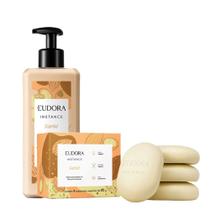 Kit Creme Hidratante Corporal 400ml e 4 Sabonetes Vegetal Barra Eudora Instance Karité 80g