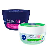 Kit Creme Hidratante Facial Nivea Noturno e Creme Hidratante Facial Nivea Pepino E Ácido Hialurônico 100g