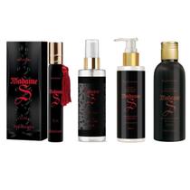 Kit Creme Hidratante Perfume Óleo Massagem Corporal e Body Splash Madame S Sofisticatto