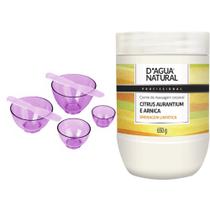 Kit creme massagem citrus aurantium e arnica 650g kit cubeta espatula lilás para aplicação de cremes