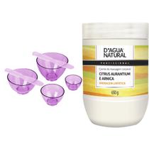 Kit creme massagem citrus aurantium e arnica 650g kit cubeta espatula lilás para aplicação de cremes - D'Água Natural