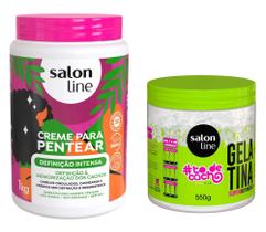 Kit Creme Para Pentear 1kg E Gelatina Super Definição 550g - SALON LINE