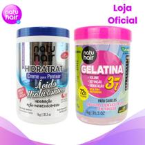 Kit Creme Para Pentear Ácido Hialurônico + Gelatina 3 em 1 1kg