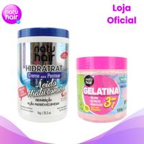 Kit Creme Para Pentear Ácido Hialurônico + Gelatina 3 em 1 500g