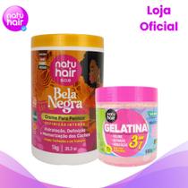 Kit Creme para Pentear Bela Negra 1kg + Gelatina 3 em 1 Modeladora de Cachos Natuhair 500g Kit Creme para Pentear Bela Negra 1kg + Gelatina 3 em 1 Modeladora de Cachos Natuhair 500g
