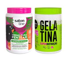Kit Creme Para Pentear E Gelatina Definição Intensa 1Kg - Salon Line