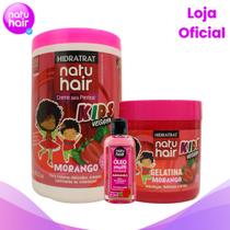 Kit Creme para Pentear Gelatina Óleo Multifuncional Natuhair Morango