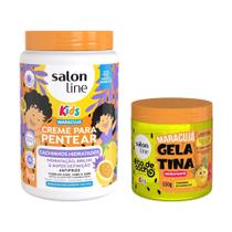 Kit Creme Para Pentear Kids Maracujá Salon Line 1kg + Gelatina 550g