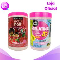 Kit Creme para Pentear Natuhair Kids Morango Gelatina 3 em 1 Kit Creme para Pentear Natuhair Kids Morango Gelatina 3 em 1