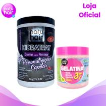 Kit Creme Para Pentear Reconstrução Capilar + Gelatina 3 em 1 500g