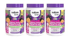 Kit Creme para Pentear Salon Line Kids 1 Kg Uva 3 unidades