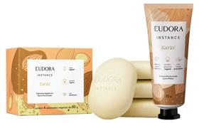 Kit Creme Perfumado para Mãos e 4 Sabonetes Vegetal em Barra Perfumado Eudora Instance Karité 80g Kit Creme Perfumado para Mãos e 4 Sabonetes Vegetal em Barra Perfumado Eudora Instance Karité 80g