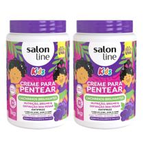 Kit Creme Salon Line Kids Cachinhos Brilhantes Uva 1kg Com 2