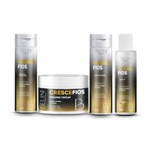 Kit Cresce Fios Belini Cosméticos 4 Produtos Crescimento Capilar com Rícino, Cafeína e Biotina
