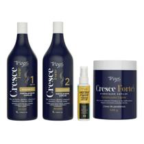 Kit Cresce Forte Trigos Fortalecimento e Crescimento Capilar Shampoo Condicionador 1L Máscara 500g Tônico