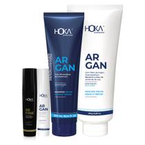 Kit crescimento capilar argan extra brilho fluído protetor térmico hoka