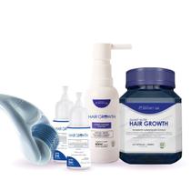 Kit Crescimento Capilar Avançado Derma Roller 540 agulhas + 2 Hair Growth + Flúido Capilar + Nutri Hair Growth Smart GR