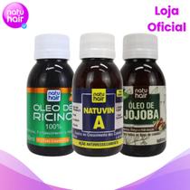 Kit Crescimento e Fortalecimento dos Fios NatuHair NatuVin A + Óleo de Rícino + Óleo de Jojoba