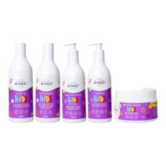 Kit crespinhos kids betobita (shampoo + condicionador + creme de pentear + gelatina + máscara)