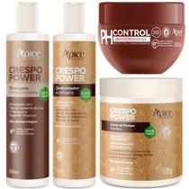 Kit Crespo Power Apice Porosidade Shampoo Condicionador Creme Pentear Mascara Ph Control 280g Kit Crespo Power Apice Porosidade Shampoo Condicionador Creme Pentear Mascara Ph Control 280g