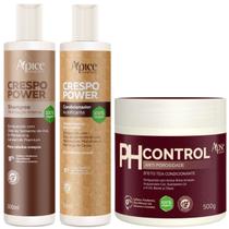 Kit Crespo Power Apse Shampoo + Condicionador + Mascara Ph Control Anti Porosidade Capilar 500g