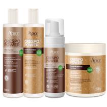 Kit Crespo Power Shampoo, Condicionador, Mousse e Creme Ápice Cosméticos