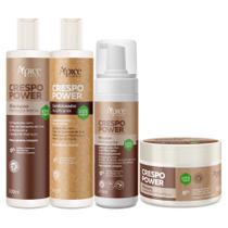 Kit Crespo Power Shampoo, Condicionador, Mousse e Máscara Ápice Cosméticos