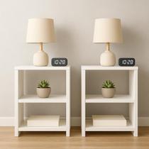 Kit Criado Mesa de Cabeceira MDF Branco Quarto Sala Escritório Mesinha Canto Decoração Organizador Kit Criado Mesa de Cabeceira MDF Branco Quarto Sala Escritório Mesinha Canto Decoração Organizador