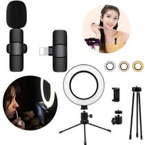 Kit Criador de Conteúdo: Microfone Sem Fio e Ring Light 6 Polegadas