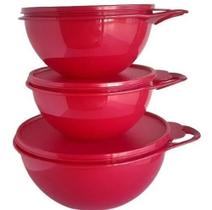 Kit Criativa com 3 Tigelas Cor Vermelho Tupperware