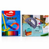 Kit Criativo 12 Lápis De Cor 48 Folhas Caderno De Desenho Kit Criativo 12 Lápis De Cor 48 Folhas Caderno De Desenho