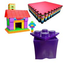 Kit Criativo Infantil Caixa LEGO P, Tatame 1x1 e 200 Multiblocos