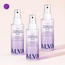 Kit Cristal Natural Alva Trio 3 Desodorantes Spray 120ml 12 Horas de Proteção Lavanda