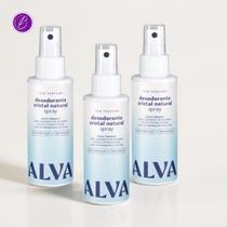 Kit Cristal Natural Alva Trio 3 Desodorantes Spray 120ml 12 Horas de Proteção Sem Perfume