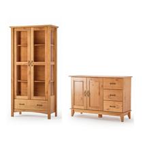 Kit Cristaleira 02 Portas e Gaveta com Pé e Aparador Buffet 120,0 cm Bella 02 Portas e 03 Gavetas Móveis MPO