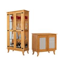Kit Cristaleira Alta com Buffet Madeira Maciça Acabamento Superior para Sala Vintage Retrô Imbuia Kit Cristaleira Alta com Buffet Madeira Maciça Acabamento Superior para Sala Vintage Retrô Imbuia