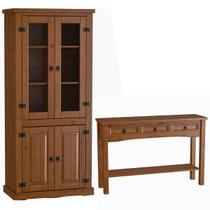 Kit Cristaleira e Aparador 100% Madeira Rústica Imperial Imbuia