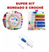 Kit Crochê Completo + Kit Bordado E Ponto Cruz Completo
