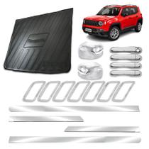 Kit Cromado Completo Renegade 2019 a 2021 Friso Lateral XTreme Apliques Grade, Maçaneta, Retrovisor c/ Pisca Protetor PortaMalas