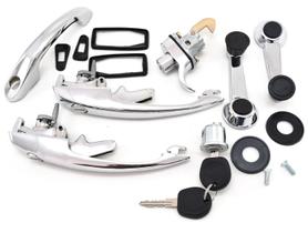 Kit Cromado Ignição Maçanetas Manivelas Motor Capô Fusca 1978 em diante