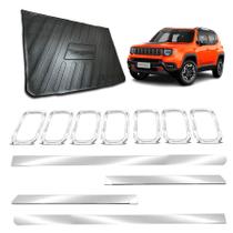 Kit Cromado para Renegade 2022 Á 2024 Bandeja Porta Malas, Grade Dianteira Friso Lateral Largo Adaptável Estilo e Proteção para Seu Carro Kit Cromado para Renegade 2022 Á 2024 Bandeja Porta Malas, Grade Dianteira Friso Lateral Largo Adaptável Estilo e Proteção para Seu Carro