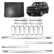 Kit Cromado Renegade 2015 a 2018 Friso Slim Apliques de Maçaneta Keyless Protetor de PortaMalas Grade Dianteira 4 Portas Kit Cromado Renegade 2015 a 2018 Friso Slim Apliques de Maçaneta Keyless Protetor de PortaMalas Grade Dianteira 4 Portas