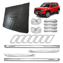 Kit Cromado Renegade 2019 a 2021 Friso Lateral XTreme, Protetor PortaMalas, Grade Dianteira, Maçanetas 4 Portas e Retrovisores com Pisca