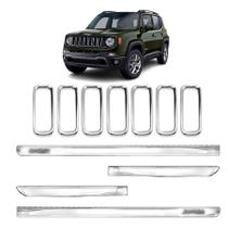 Kit Cromado XTreme para Jeep Renegade 2022 a 2024 Friso Lateral e Aplique de Grade Dianteira