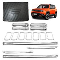 Kit Cromado XTreme para Renegade 2022 a 2024 Maçanetas 4 Portas Friso Lateral Grade Dianteira Bandeja PortaMalas