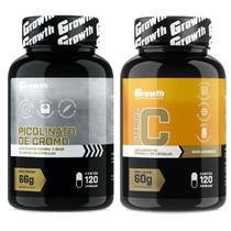Kit Cromo Picolinato 120 Caps + Vitamina C 120 Caps Growth - Growth Supplements