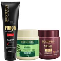 Kit Cronograma Bio Extratus Máscara Shitake 250g + BC Jaborandi 250g + Máscara Força com Pimenta 250g