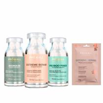 Kit Cronograma Capilar 3 Ampolas Tratamento Completo e Intensivo Fios Secos e Fragilizados Prohall Kit Cronograma Capilar 3 Ampolas Tratamento Completo e Intensivo Fios Secos e Fragilizados Prohall
