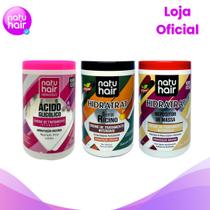 Kit cronograma capilar Ácido Glicólico + Óleo de Rícino + Repositor de massa Kit cronograma capilar Ácido Glicólico + Óleo de Rícino + Repositor de massa