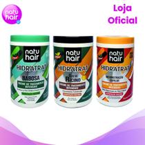 Kit Cronograma Capilar Babosa + Óleo de Rícino + Reconstrução Capilar NatuHair 1kg